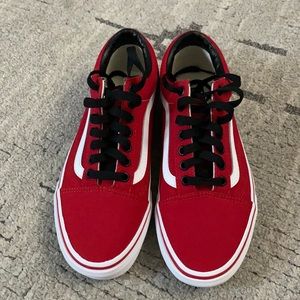 Custom made red/black/glitter Vans..